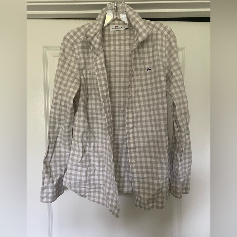 Women’s Vineyard Vines Light Gray Plaid Shirt